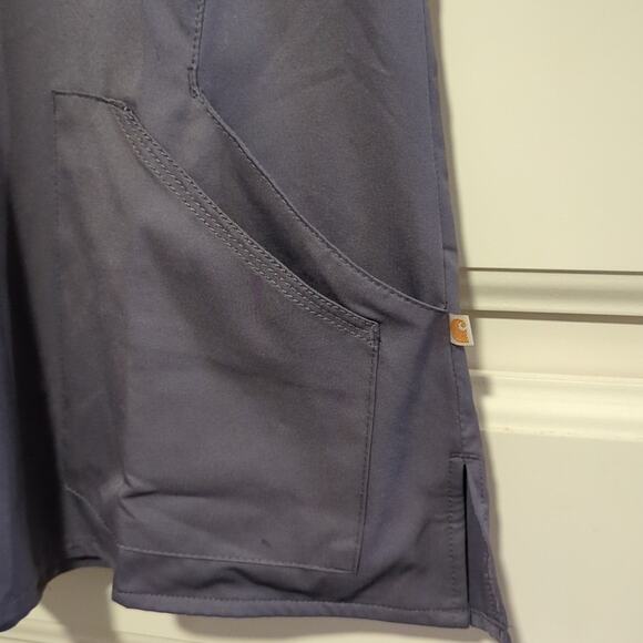 Carhartt Force Liberty Women's Scrubs Top Short Sleeve V-Neck Top Gray Small - Picture 2 of 8